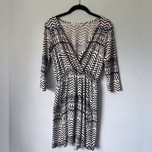 3/4 Sleeve Patterned Dress